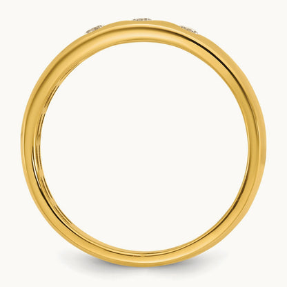 IB Goodman Mens Polished Complete 3-Stone 1/6ct Diamond Ring, 14K Yellow Gold