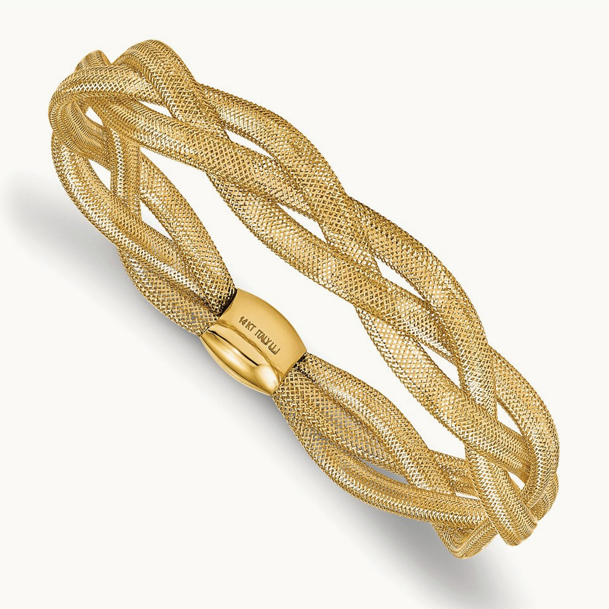 Fancy Stretch Bangle Bracelet, 14K — Leslie's