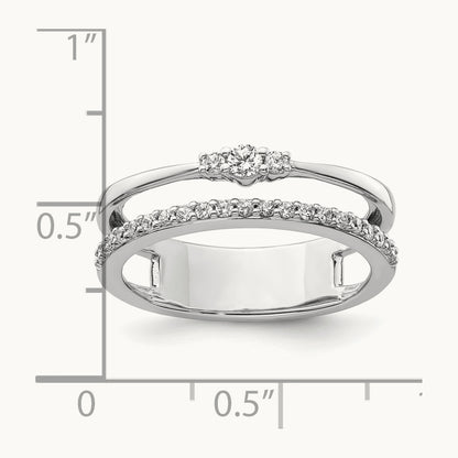 Polished Diamond Double Band Fashion Ring, 14K White Gold
