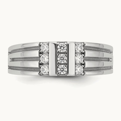 IB Goodman Mens Polished Complete 1/3ct Diamond Ring, 14K White Gold