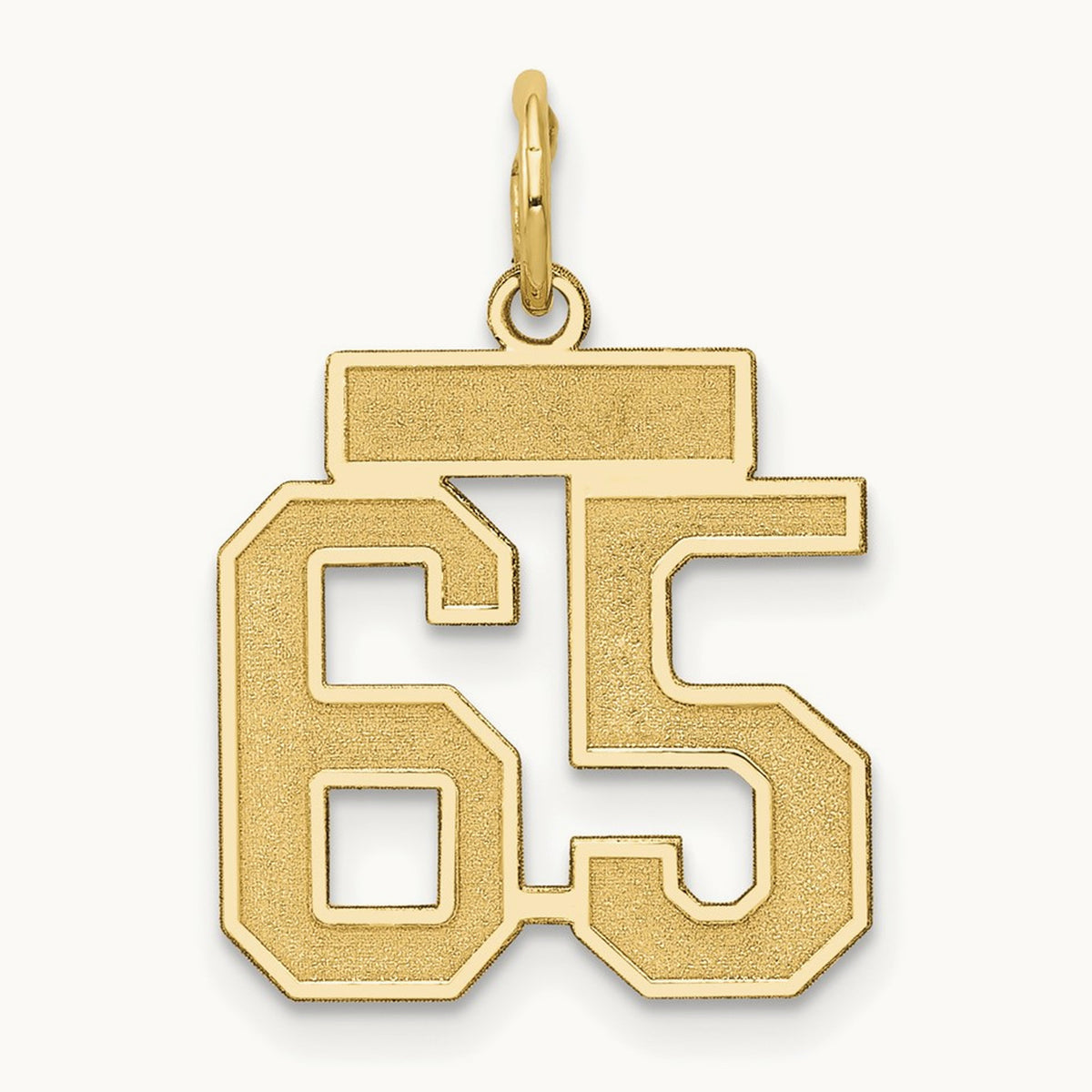 Small Satin Number 65 Charm, 14K
