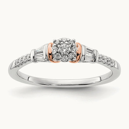 Complete Cluster Diamond Engagement Ring, 14K White with Rose Gold