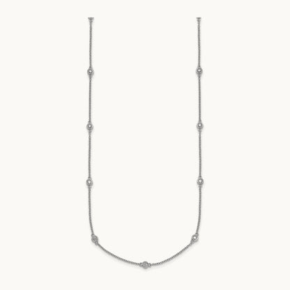Diamond Station Cable Necklace, 14K White Gold