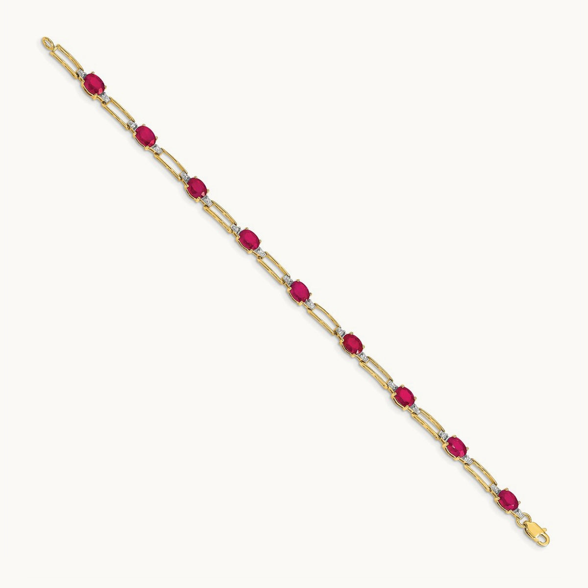 Diamond and Oval Ruby Bracelet, 14K