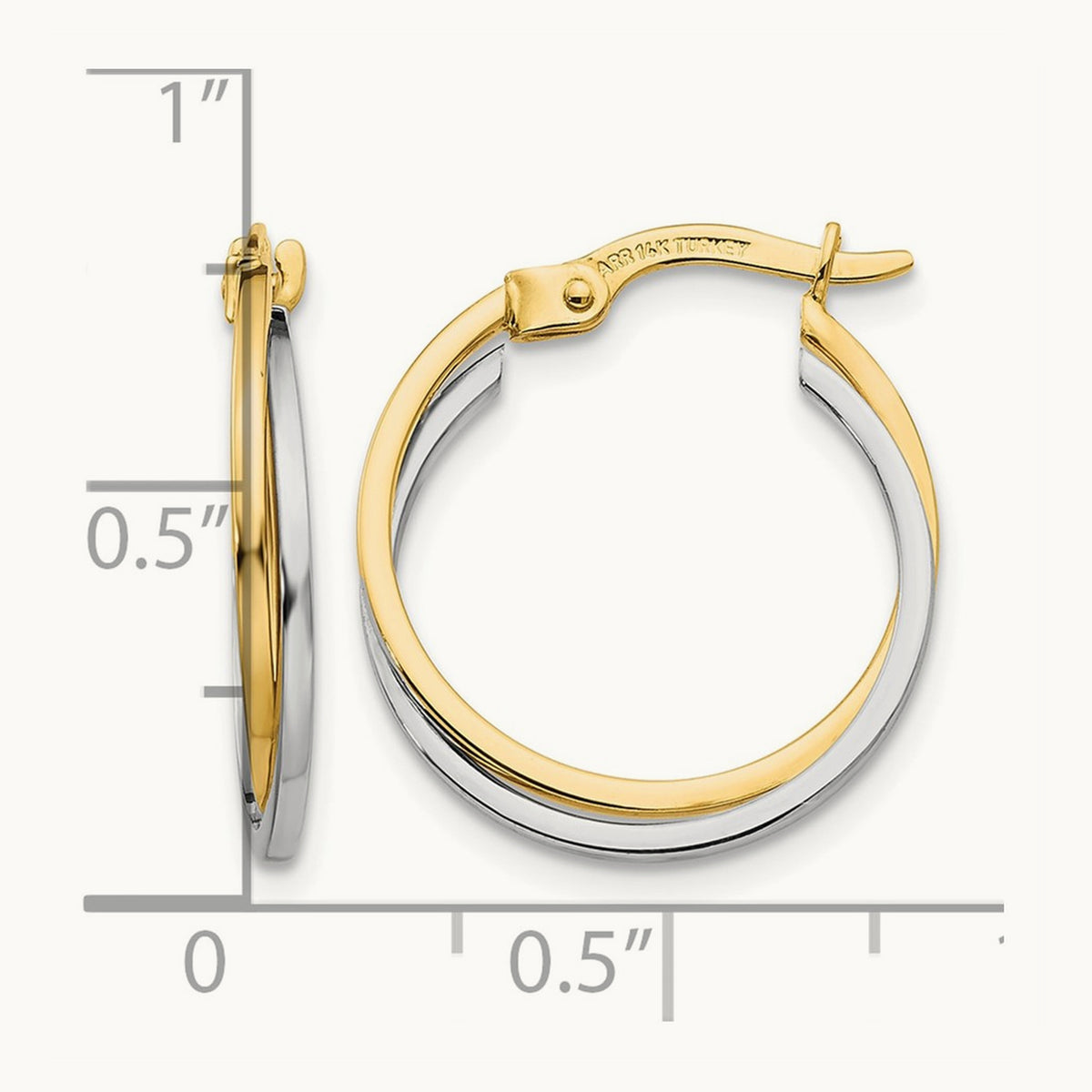 Polished Hollow Hoop Earrings, 14K Two-tone