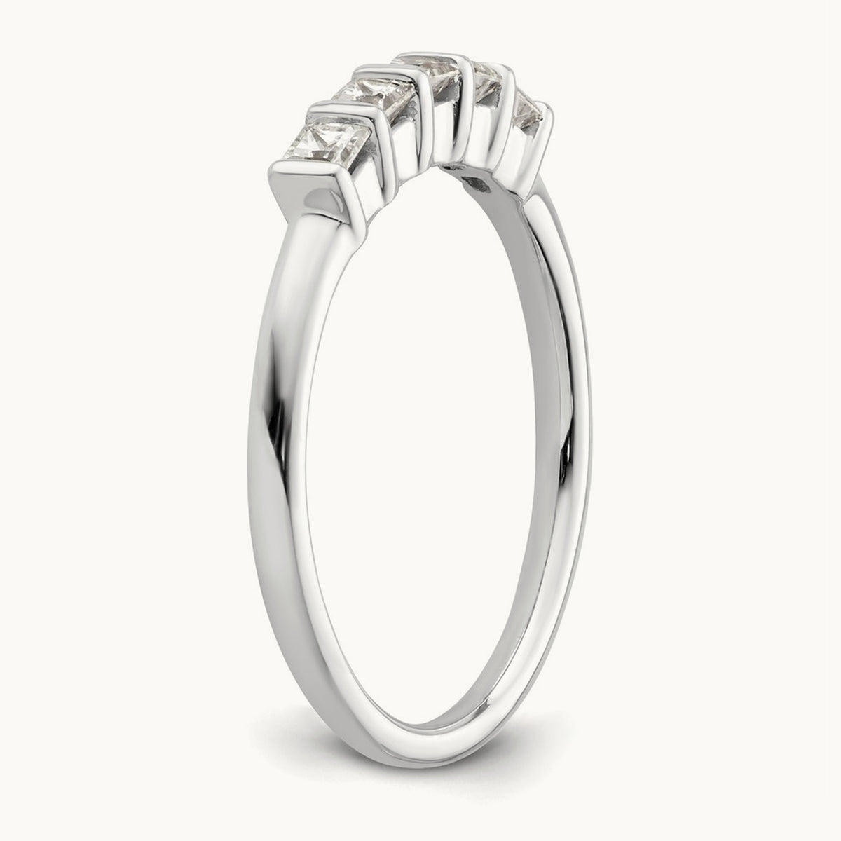 Bar-Set Princess-Cut 5-Stone Band — 1/3 ct, 7