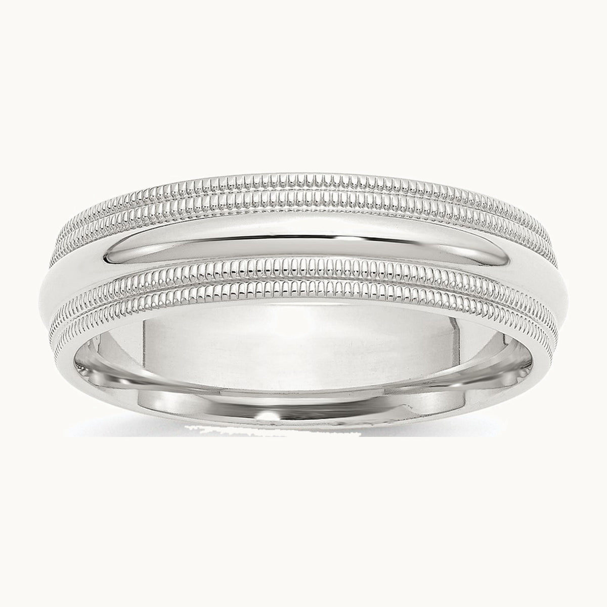 Sterling Silver 6mm Comfort Fit Double Milgrain Band