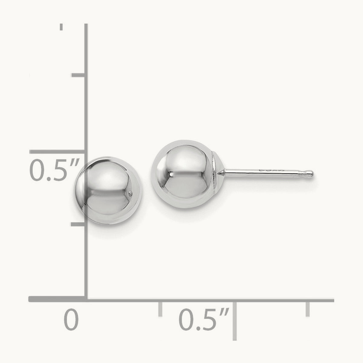 Polished Ball Post Earrings — 14K White Gold, 6mm