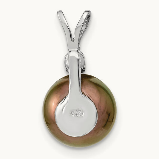 WG 9- Round Saltwater Cultured Tahitian Pearl .05ct Dia. Pendant, 10mm, 14K