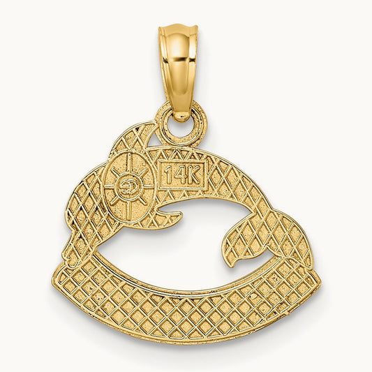 Textured NAGS HEAD w/ Dolphin Charm, 14K