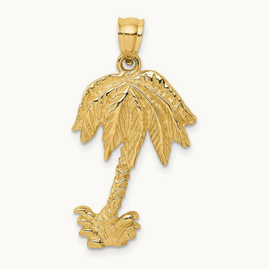 2-D Textured Single Palm Tree Charm — 26.8mm