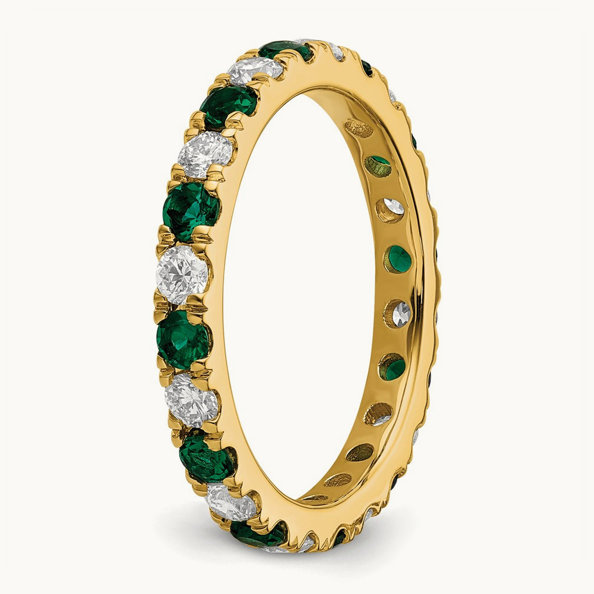 Created Emerald Eternity Band — 14K Yellow Gold, 2.65 mm