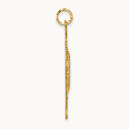 Polished and Satin Miraculous 4-way Medal Oval Pendant, 14K