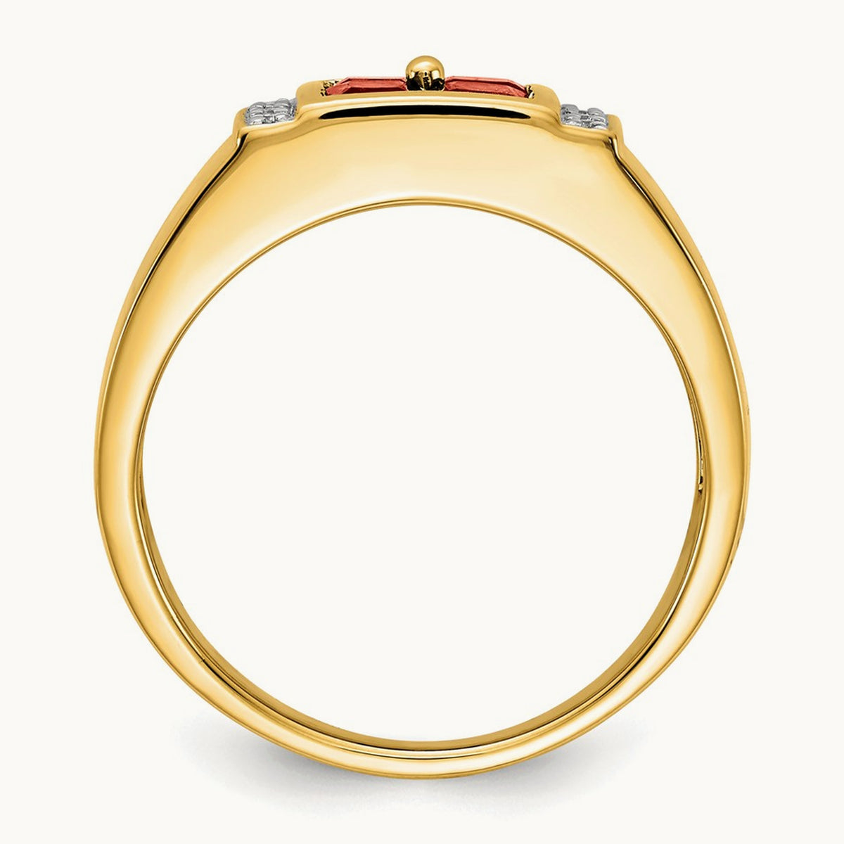 Created Ruby Men's Ring, 0.05 ct tw Lab-Grown Diamond