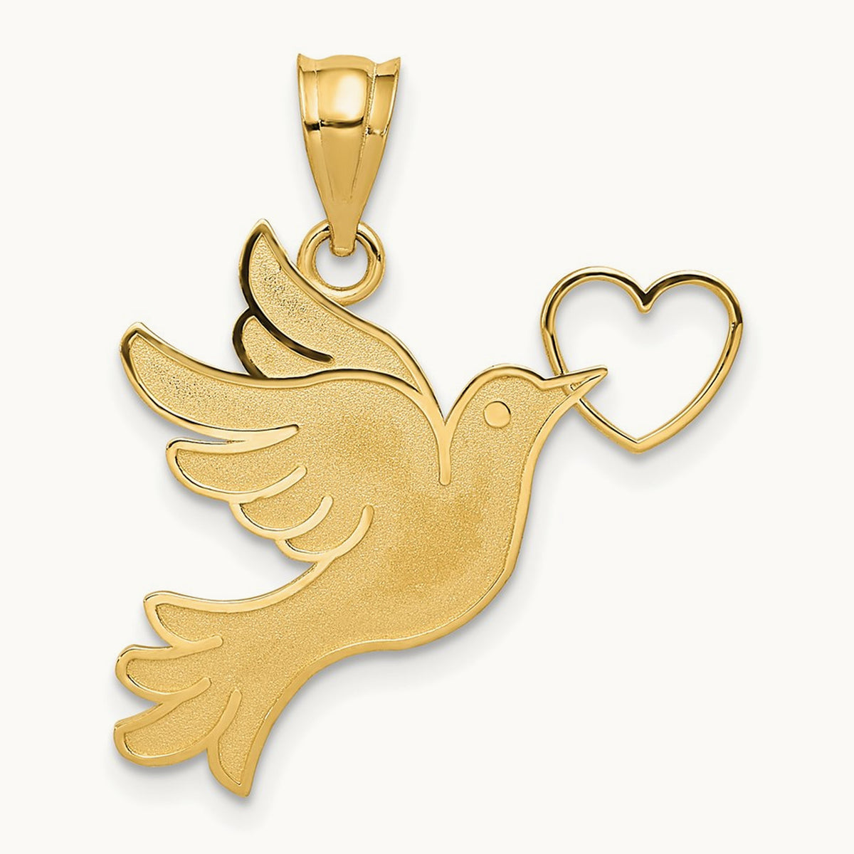 Dove w/Heart Pendant, 14K