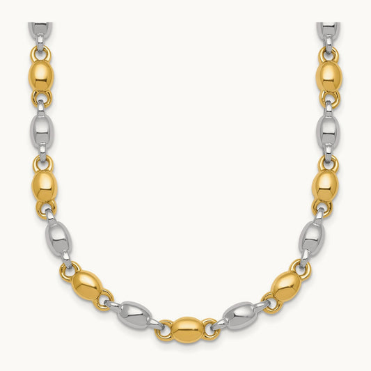 Polished Round Fancy Link Necklace, 5.25mm, 14K Two Tone