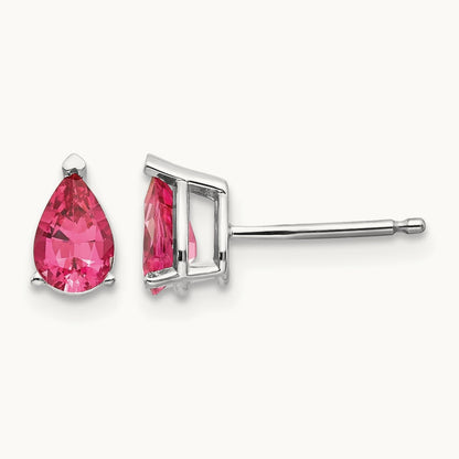 Pink Spinel Earrings, 14K White Gold
