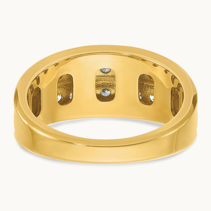 w/ White RH IBGoodman Men's Polished Two-Row Diamond Ring, 14K