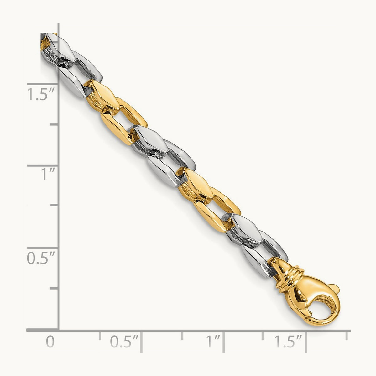Hand-polished Fancy Link Bracelet, 4.5mm, 14K Two-tone
