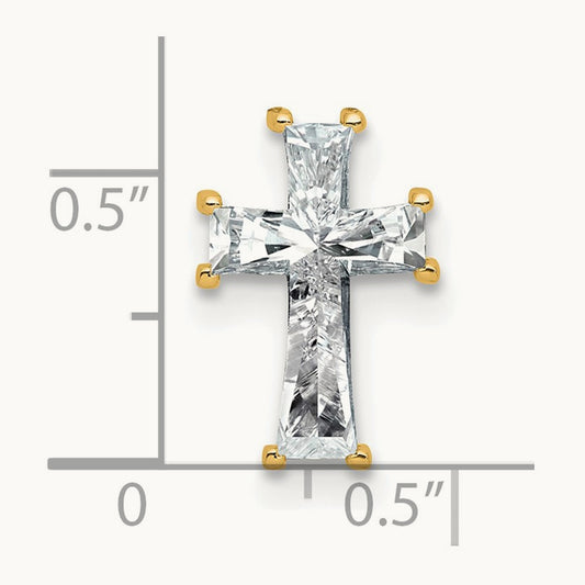 Cross Pendant, 3.75 ct tw Lab-Grown Diamond — 14K Yellow Gold