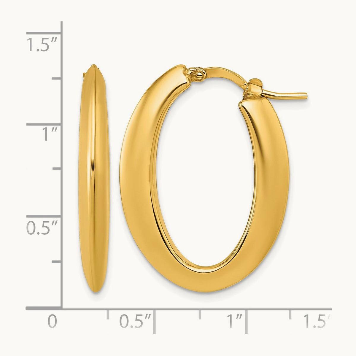Polished Oval Hoop Earrings — 30.35mm