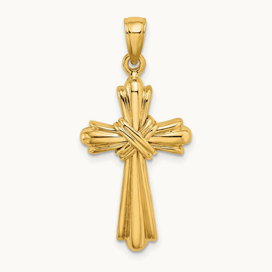 Polished Cross X Center Charm, 14K