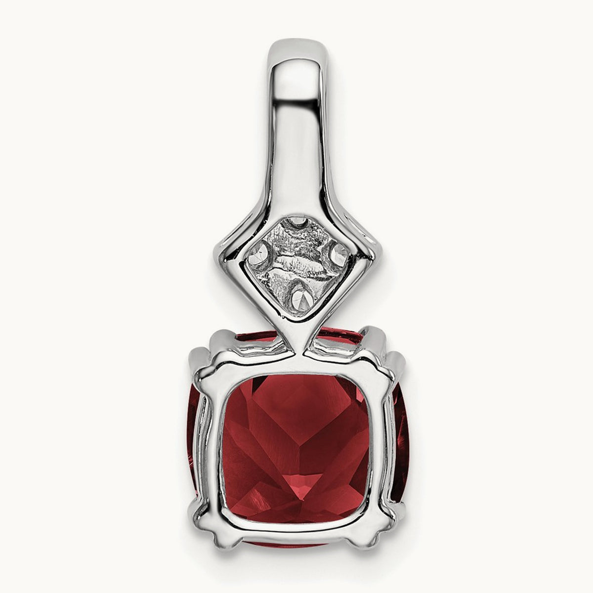Created Ruby Pendant, 0.20 ct tw Lab-Grown Diamond — 14K White Gold