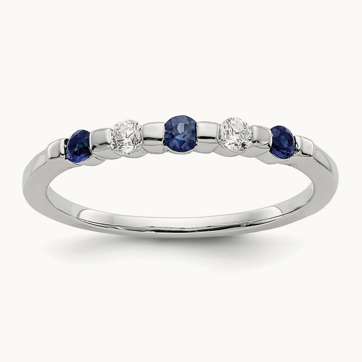 Diamond w/Sapphire Band, 14K White Gold