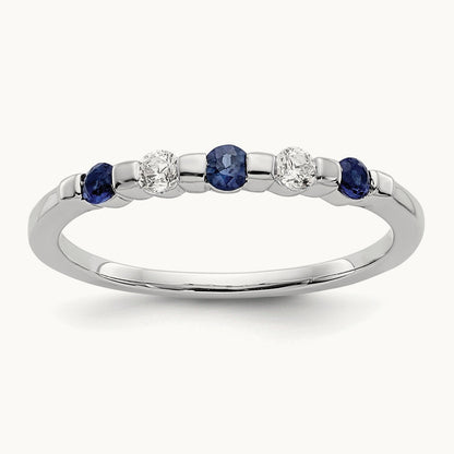 Diamond w/Sapphire Band, 14K White Gold
