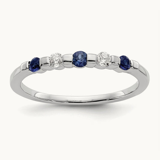 Diamond w/Sapphire Band, 14K White Gold