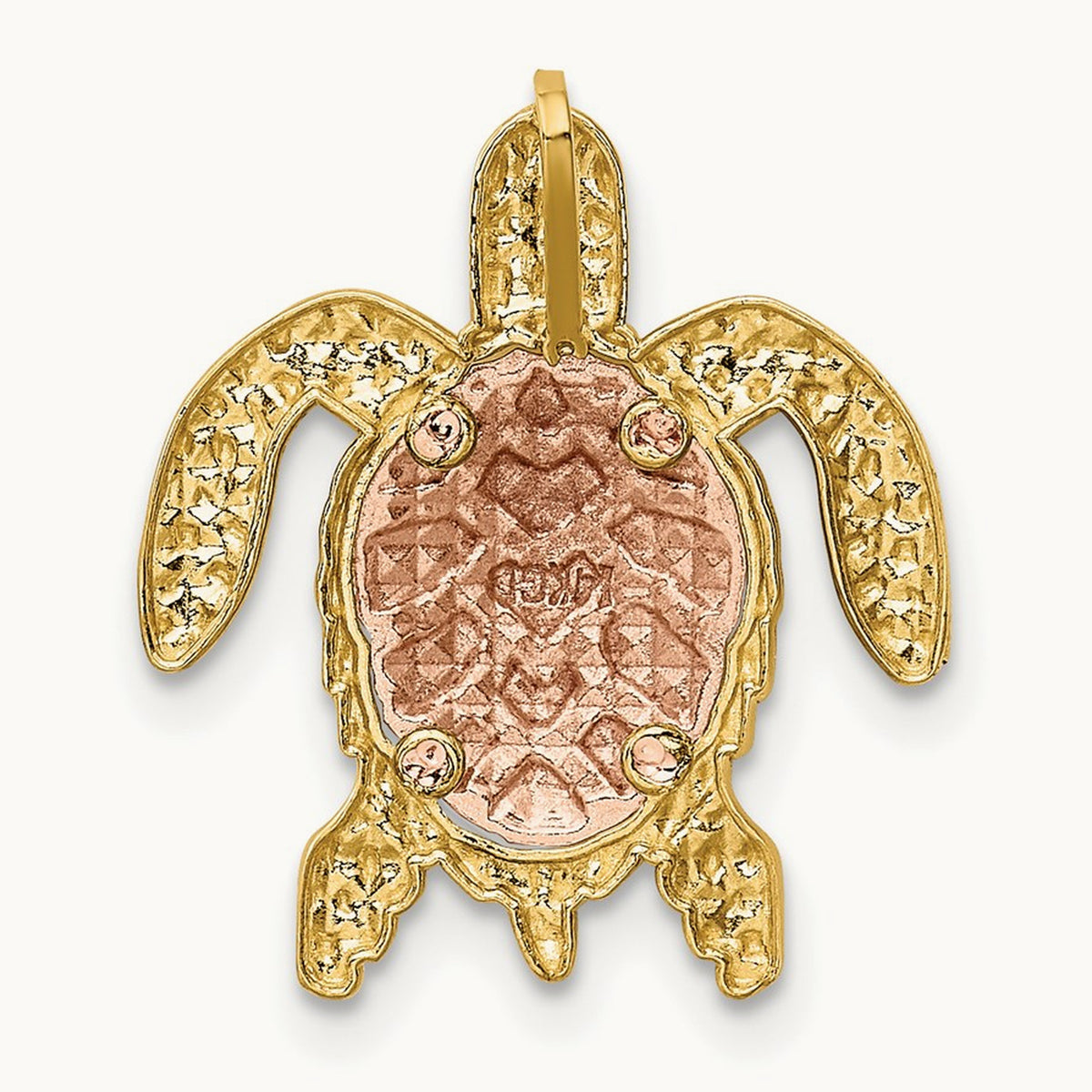 w/ White Rhodium Turtle Pendant Slide, 14K Two-tone