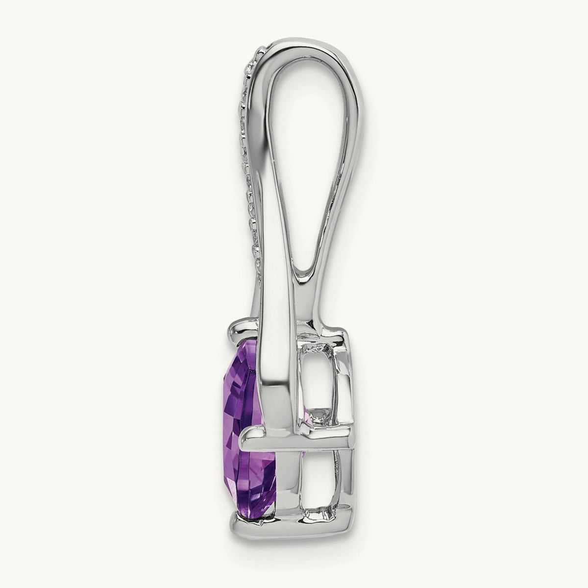 Amethyst and Diamond Pendant — 14K White Gold