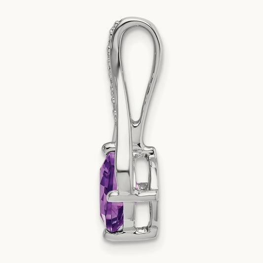 Amethyst and Diamond Pendant — 14K White Gold