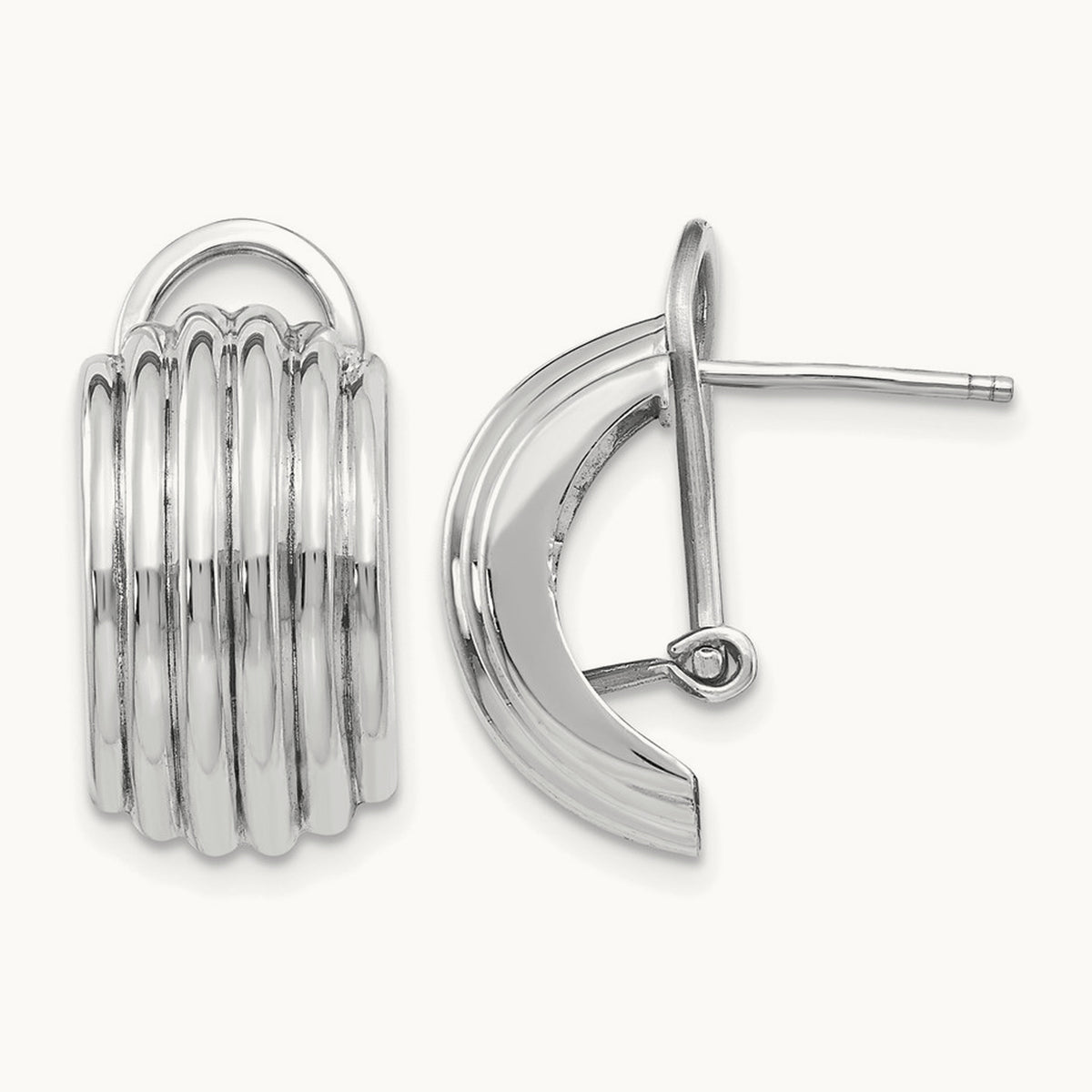 Ribbed Omega Back Post Earrings — photo set
