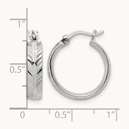 RH-plated Polished and Diamond-cut Hoop Earrings, Sterling Silver — Leslie's