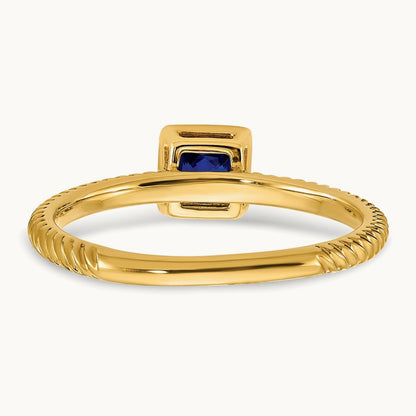 Square Bezel Sapphire Ring, 14K