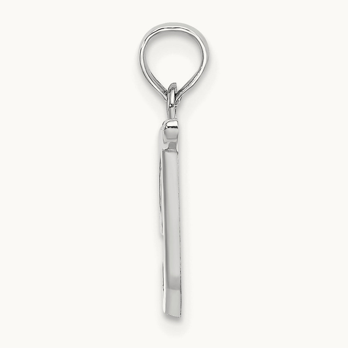 White Gold Script Letter T Initial Pendant, 14K White Gold