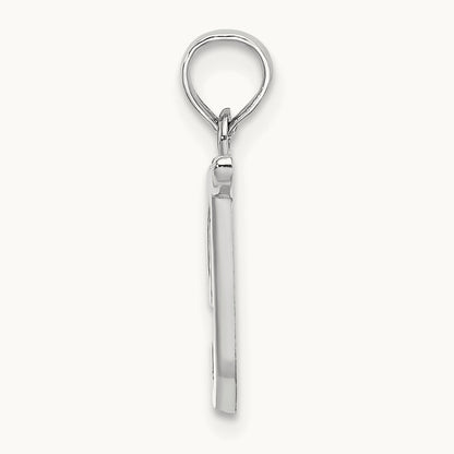 White Gold Script Letter T Initial Pendant, 14K White Gold