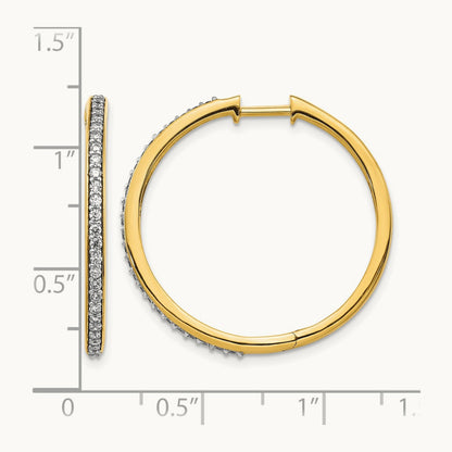 Diamond Hinged Hoop Earrings — 14K Yellow Gold, 27mm, 0.5 ct