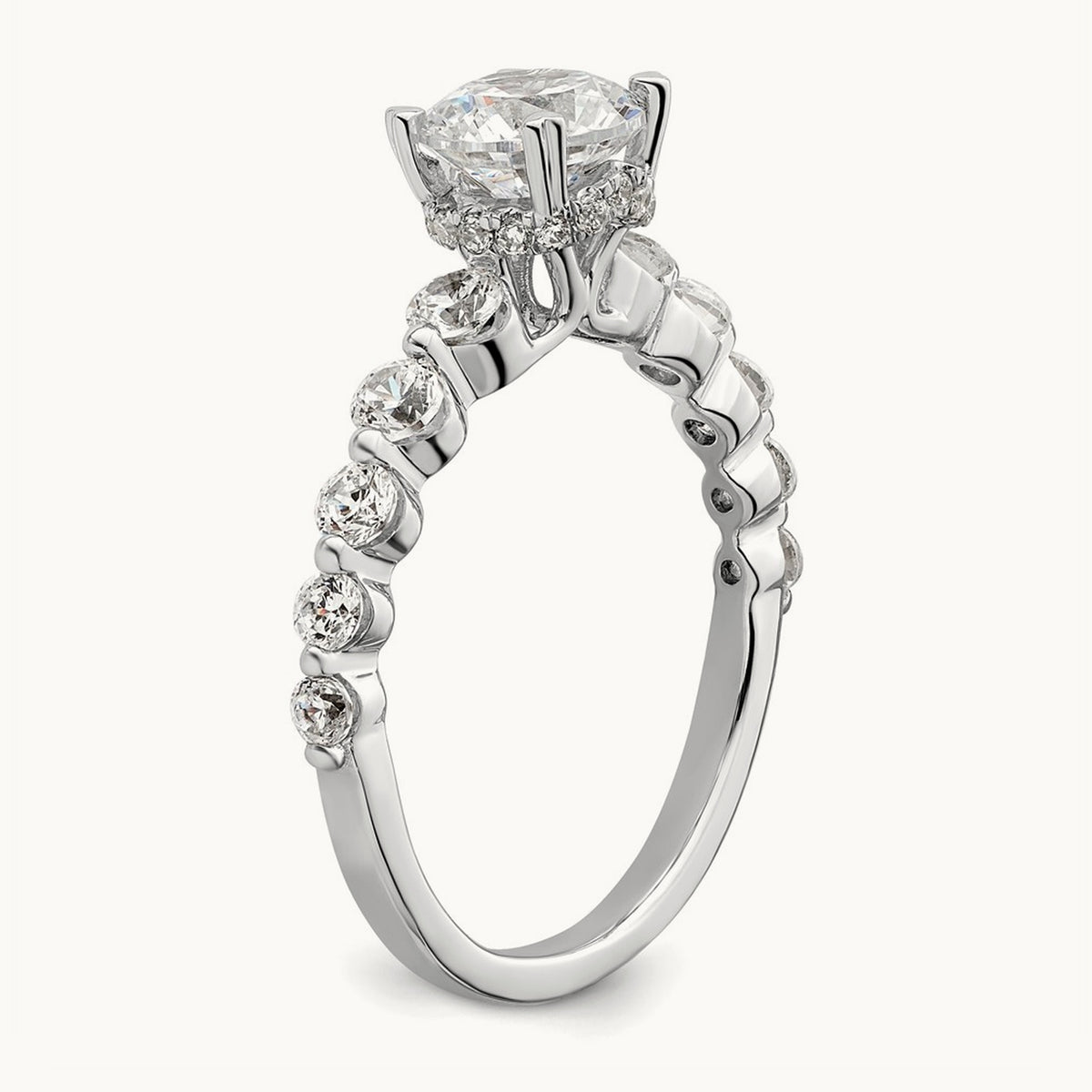 Round Semi-Mount Solitaire Engagement Ring, 0.75 ct tw Lab-Grown Diamond