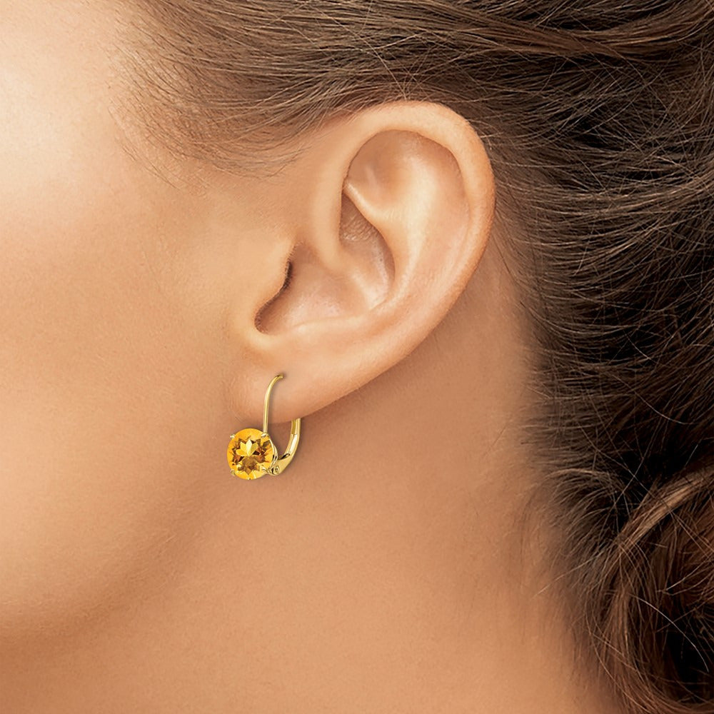 Citrine Leverback Earrings — 7mm