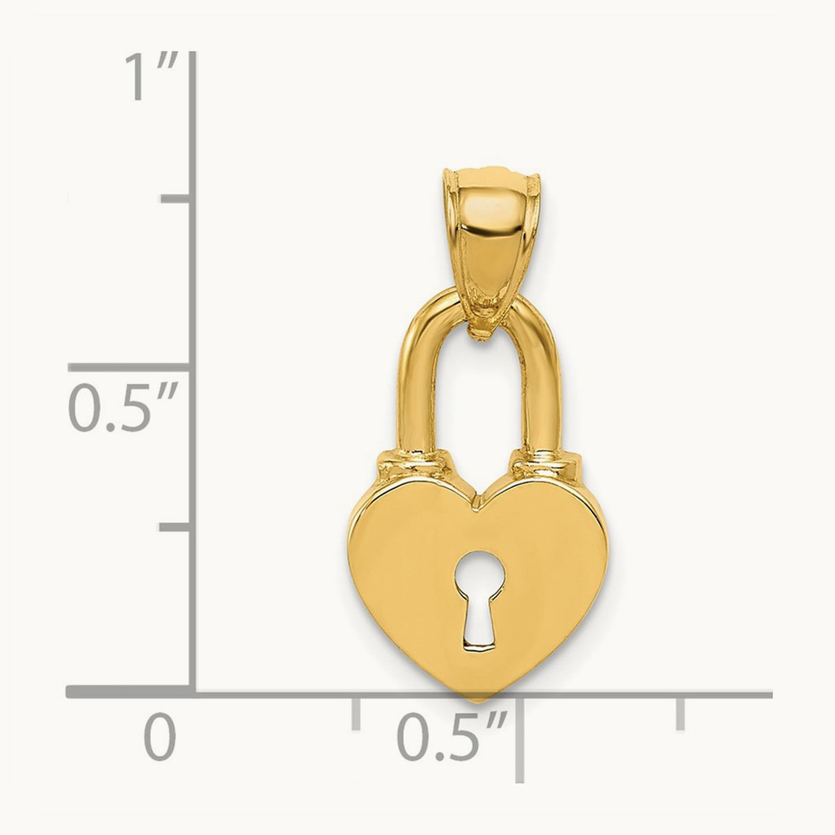 Polished Heart Lock Charm, 14K