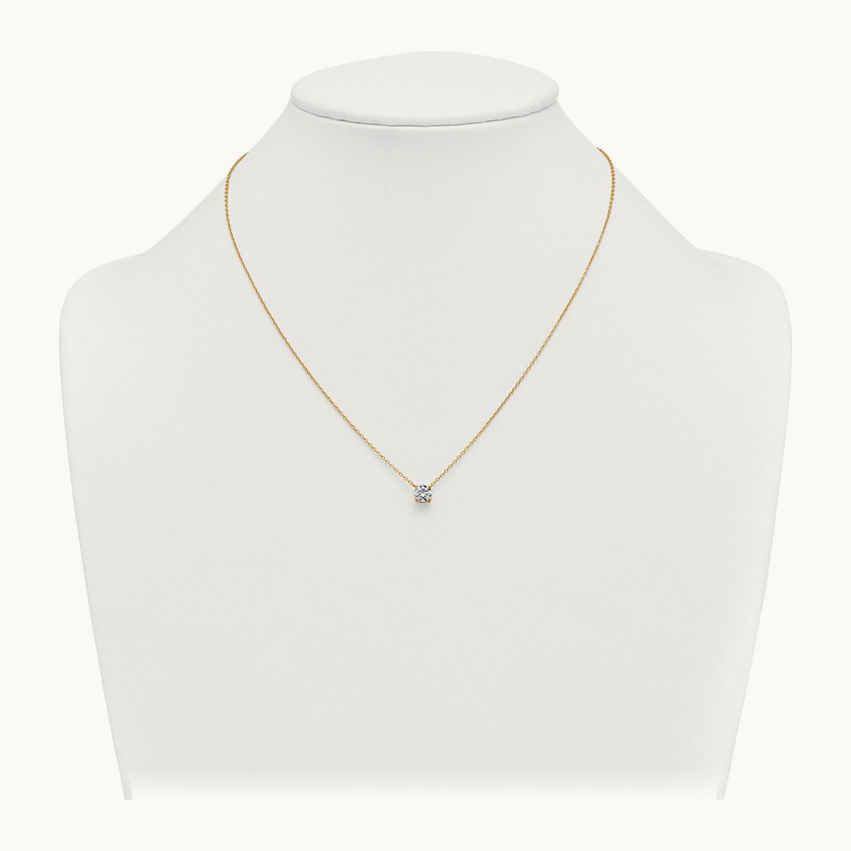 Four-Prong Solitaire Necklace, 0.50-4.00 ct tw Lab-Grown Diamond — 14K Yellow Gold