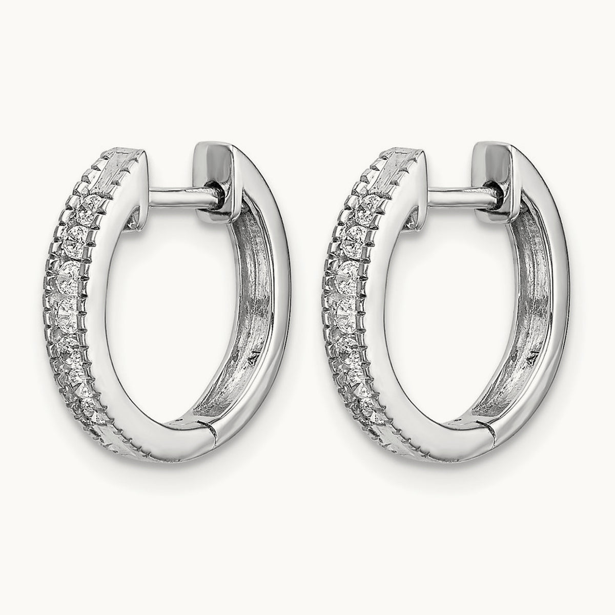 Hinged Hoop Earrings, 0.20 ct tw Lab-Grown Diamond — 14K White Gold