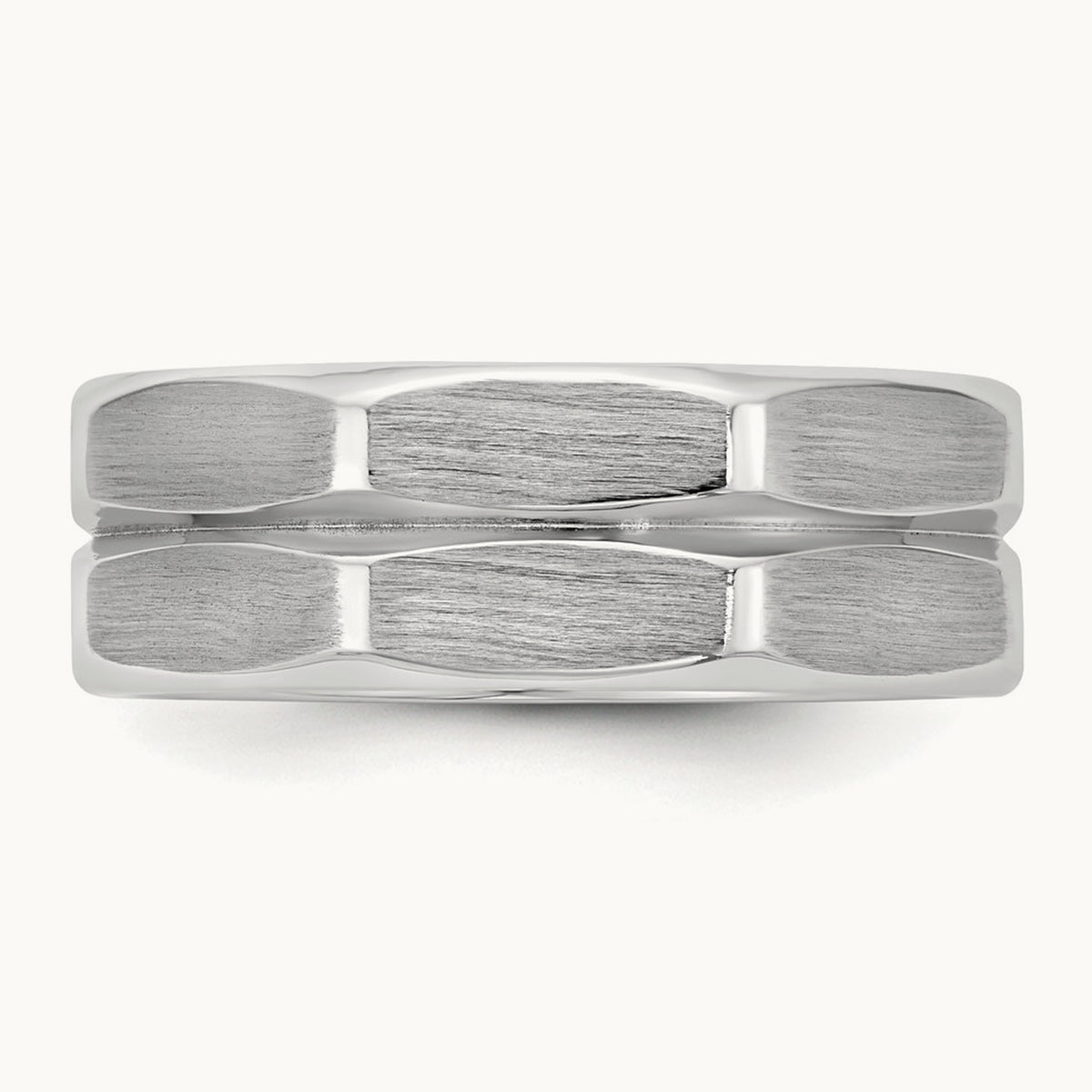IB Goodman Men's Satin Octagonal Ring, 7.7mm, 14K Gold — 14K White Gold