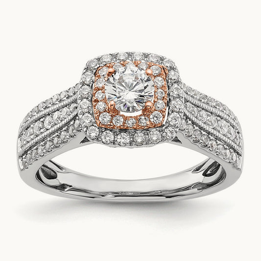 Round Halo Engagement Ring, 1.00 ct tw Lab-Grown Diamond