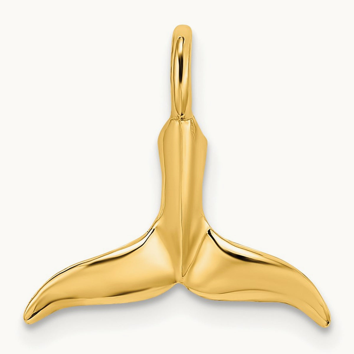 3-D Polished Whale Tail Chain Slide — 14K Yellow Gold, 20mm