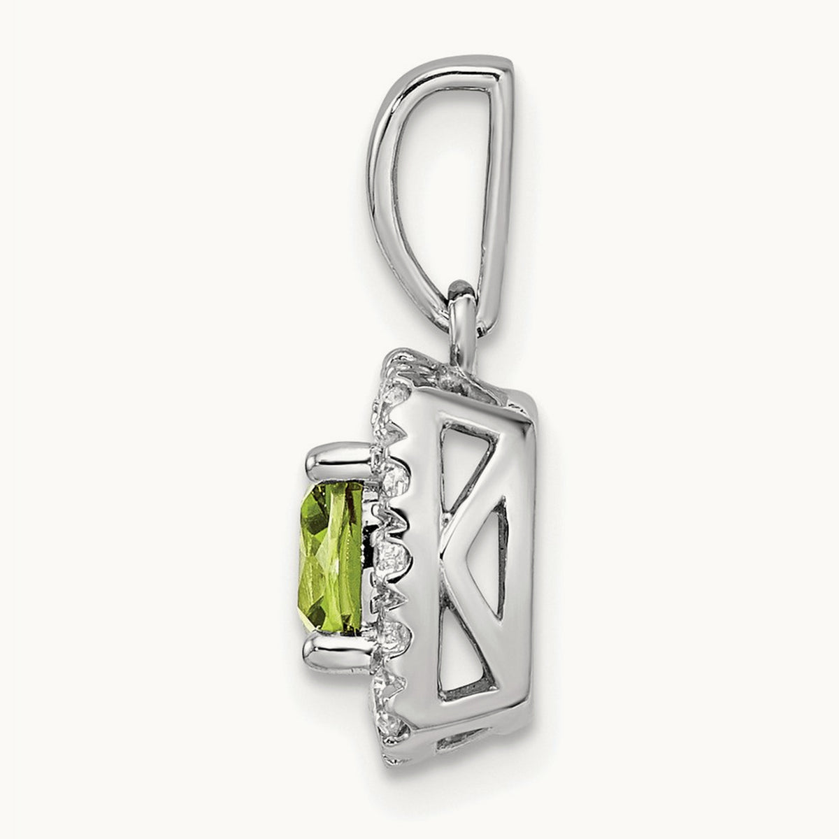Aug Birthstone Peridot Halo Pendant, 0.25 ct tw Lab-Grown Diamond