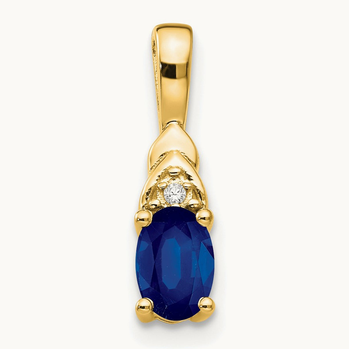 Sapphire and Diamond Pendant — 14K Yellow Gold
