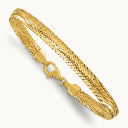 Polished Mesh 7.5in Bracelet, 14K